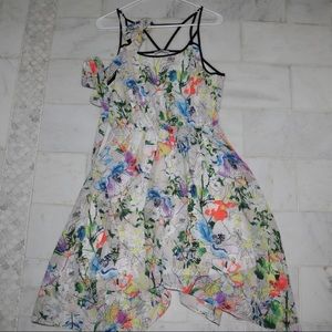 DEX Flower Dress / White & Neon Color